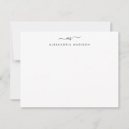 Cartão De Notas Monograma de Script Elegante Material de Estoque d