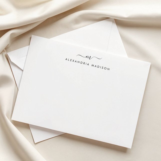 Cartão De Notas Monograma de Script Elegante — Papel de Carta Mode (Criador carregado)