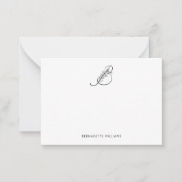 Cartão De Notas Monograma de Script Permitido Personalizado Elegan