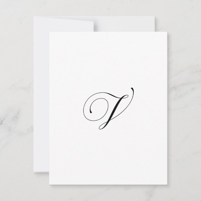 Cartão De Notas Monograma de Script Personalizado "V" (Frente)