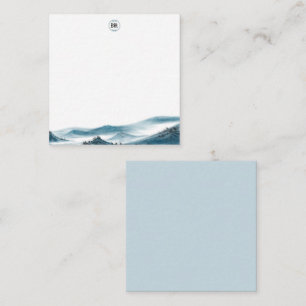 Cartão De Notas Monograma de Vista Branco Azul