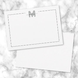 Cartão De Notas Monograma do Nome da Caligrafia de Script Branco P