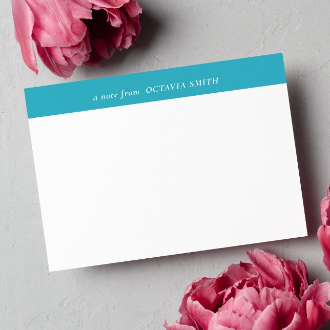 CARTÃO DE NOTAS MONOGRAMA DO NOME DE FAMÍLIA PERSONALIZADO AZURE B (Criador carregado)