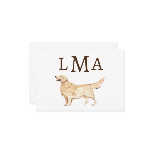 Cartão De Notas Monograma do ouro Retriever Dog Lover (Frente/Verso In Situ)