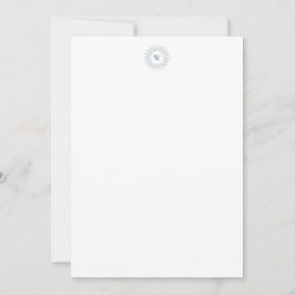 Cartão De Notas Monograma do Sunburst Azul Moderno