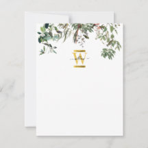 Monograma Dourado Elegante Eucalyptus Greenery & B