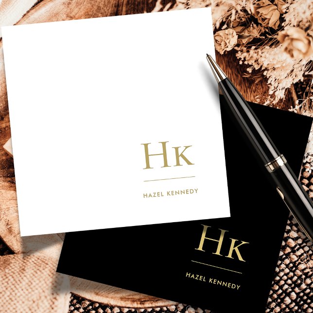 Cartão De Notas Monograma Dourado Simples Elegante Notecard Social (Criador carregado)