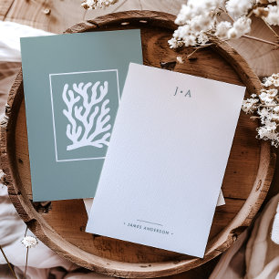 Cartão De Notas Monograma e Nome do Coral Náutico Mínimo Moderno