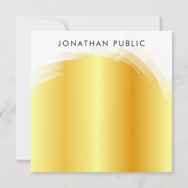 Cartão De Notas Monograma Elegante de Script Digitado, Faux Dourad (Frente)