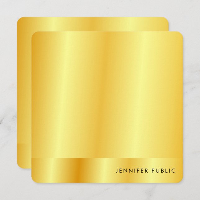 Cartão De Notas Monograma Faux Dourado Aspecto Metálico (Frente/Verso)