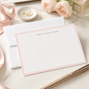 Cartão De Notas Monograma Feminino Cor-de-Rosa Simples Mínimo