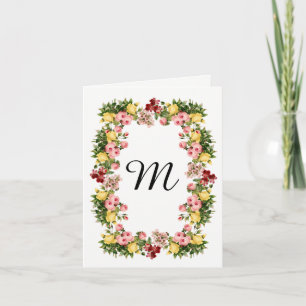 Cartão De Notas Monograma Floral