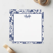 Monograma Floral Azul e Cinza
