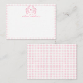 Cartão De Notas Monograma Floral de Crest Floral, Cor-de-Rosa,