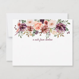 Cartão De Notas Monograma Floral Russo Autumn Boho