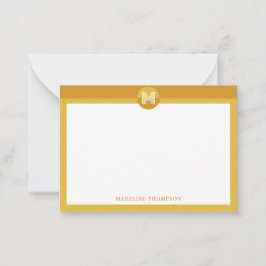 Cartão De Notas Monograma Geométrico Moderno Amarelo Chic Mostarda