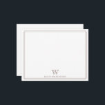 Cartão De Notas Monograma Inicial Borda Marrom Escuro Profissional<br><div class="desc">Este design apresenta uma fina borda dupla com espaço para um monograma e nome/texto na parte inferior. Clique no botão personalizar se desejar ajustar os elementos do design e/ou modificar ainda mais o texto! Variações deste design, cores adicionais, bem como produtos coordenados estão disponíveis em nossa loja, zazzle.com/store/doodlelulu. Entre em...</div>