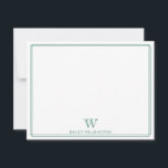 Cartão De Notas Monograma Inicial Caça Verde Fronteira Moderna<br><div class="desc">Este design apresenta uma fina borda dupla com espaço para um monograma e nome/texto na parte inferior. Clique no botão personalizar se você gostaria de ajustar os elementos do design e/ou modificar ainda mais o texto! Variações deste design, cores adicionais, bem como produtos coordenados estão disponíveis em nossa loja, zazzle.com/store/doodlelulu....</div>