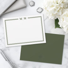 Monograma Minimalista de Duas Bordas em Verde Oliv