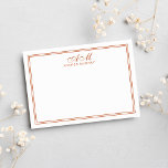 Cartão De Notas Monograma Minimalista - Duas Bordas Queimadas Lara<br><div class="desc">Monograma Minimalista Dois Cartão de Nota Laranja Queimado de Fronteira perfeito para chefes,  consultores,  profissionais ou empresários.</div>