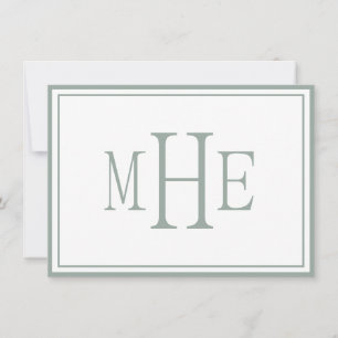 Cartão De Notas Monograma Minimalista em Verde Sage