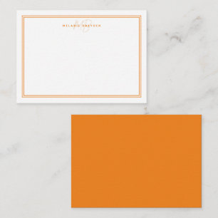Cartão De Notas Monograma Minimalista Laranja Simples Dois Limites