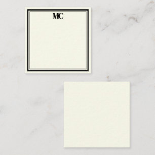 Cartão De Notas Monograma Minimalista Moderno Dois Bordos Creme Ma