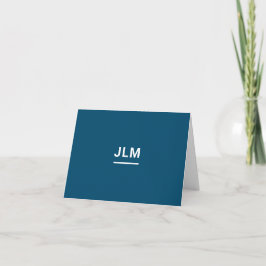 Cartão De Notas Monograma Minimalista Negrito Branco Azul-Navy