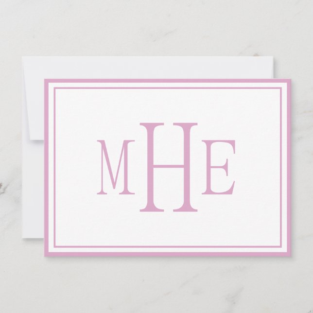 Cartão De Notas Monograma Minimalista Rosa (Frente)
