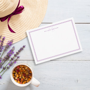 Cartão De Notas Monograma Minimalista Simples Lavanda Dois Limites