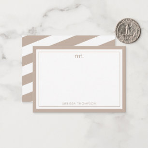 Cartão De Notas Monograma Moderno de Borda Dupla Belga Strike