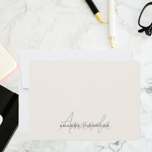 Cartão De Notas Monograma Moderno Elegante Personalizado Com Nome
