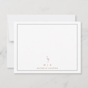 Cartão De Notas Monograma moderno minimalista rosa elegante Flamin