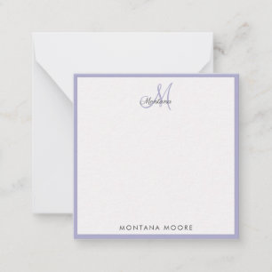 Cartão De Notas Monograma Moderno Simples Girly Peri Roxo