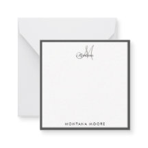 Monograma Moderno Simples Negra Menina Elegante