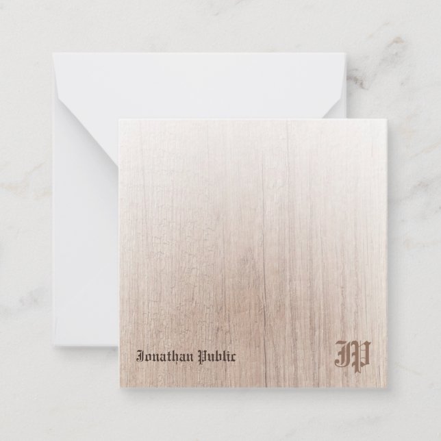 Cartão De Notas Monograma Monograma Madeira Personalizada Parece V (Frente)