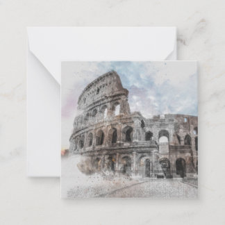 Cartão De Notas Monograma & Nome Watercolor Colosseum Roma Itália