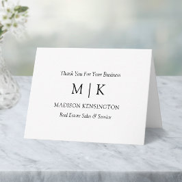 Cartão De Notas Monograma ou Adicionar Logotipo Comercial Obrigado