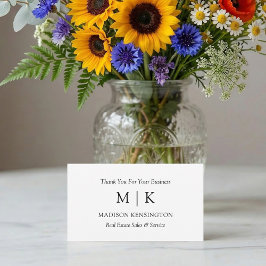 Cartão De Notas Monograma ou Adicionar Logotipo Comercial Obrigado