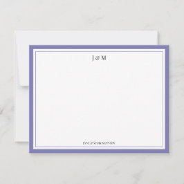Cartão De Notas Monograma Personalizado Casal Clássico Lavanda