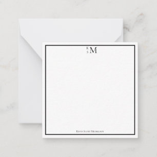 Cartão De Notas Monograma Preto Branco Profissional Elegante