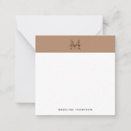 Cartão De Notas Monograma Quadrado em Metallic Taupe Dourado Scrip