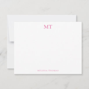 Cartão De Notas Monograma Rosa Elegante Simples