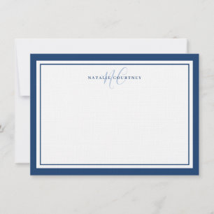 Cartão De Notas Monograma Script 2 Borda Elegante Minimalista