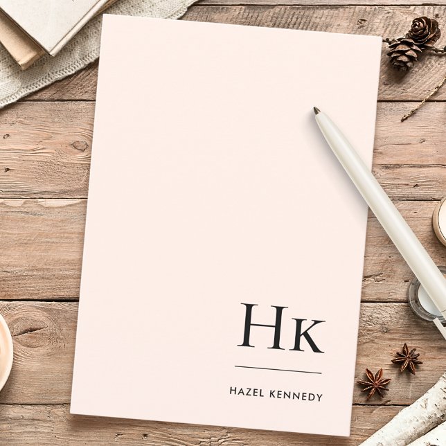 Cartão De Notas Monograma Simples Elegante Mínimo Monograma Social (Criador carregado)