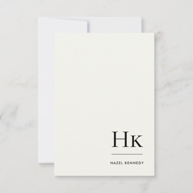 Cartão De Notas Monograma Simples Elegante Mínimo Monogramado Marf (Frente)