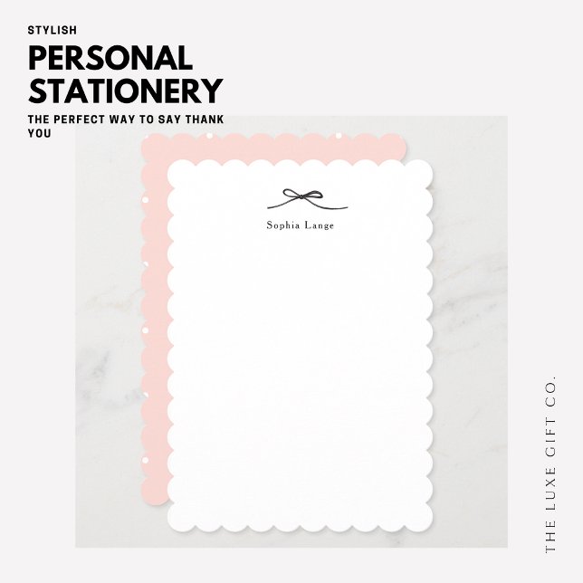 Cartão De Notas Monograma Simples Feminina de Arco Negra Elegante (Criador carregado)