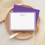 Cartão De Notas Monograma Simples Violeta Minimalista Dois Limites<br><div class="desc">Monograma Simples e Minimalista Dois Cartão de Nota de Fronteira perfeito para chefes,  consultores,  profissionais ou empresários.</div>