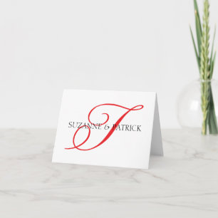Cartão de Notas Monograma T Script (Vermelho / Pre