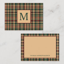 Monograma Xadrez Natalino Vintage Vermelho e Verde